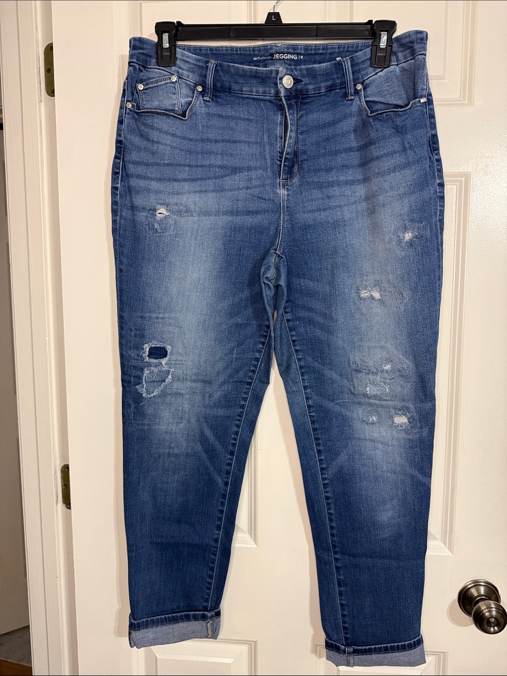 Chico's Blue Distressed Women's Jeggings Chicos Size 2